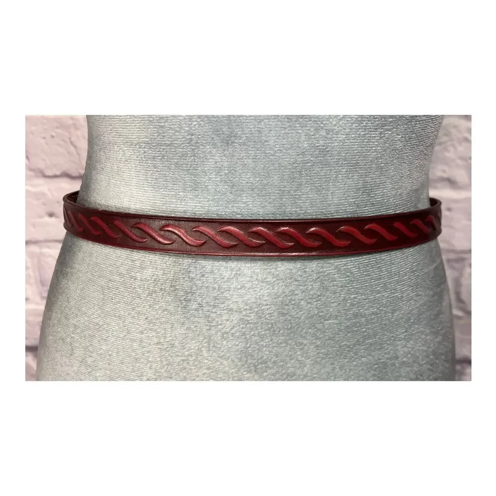 Unique Vintage Boho/Western Red Leather Belt